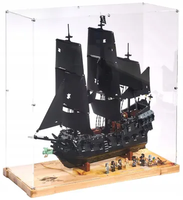 Produktbild von Blacked Brick WOOD Vitrine für LEGO® 10365 ICONS – Jack Sparrows Schiff