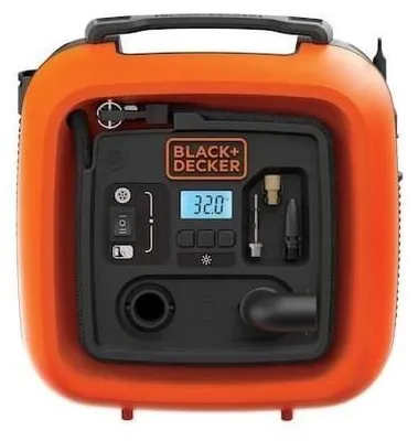 Productafbeelding van BLACK+DECKER Elektrische compressor ASI400-XJ, 11 bar, 160 PSI, sigarettenaansteker 12V, 1 naald, 2 opzetstukken