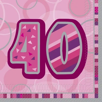 Produktbild von 16 Servietten pink Zahl 40