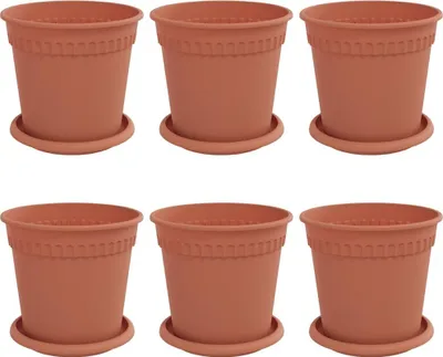 Produktbild von Blumentöpfe 6 pcs Ziegelrot Ø 17 x 14 cm Kunststoff