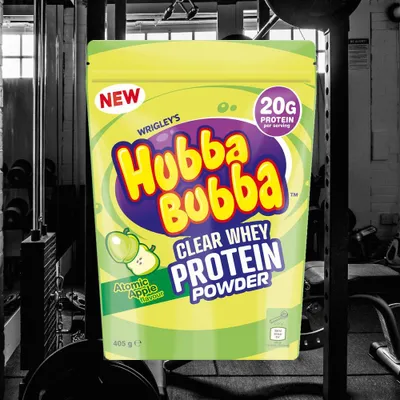 Produktbild von Hubba Bubba Clear Whey Protein Proteinpulver, Atomic Apfel, 405 g