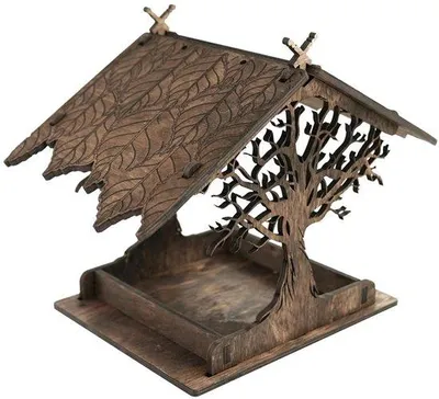 Immagine prodotto di Abbeveratoio per uccelli in legno, abbeveratoio sospeso per giardino, proprietà, decorazione (scuro)