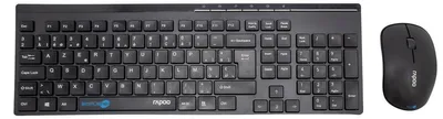 Zdjęcie produktu dla Zestaw bezprzewodowy Rapoo X8100: mysz i klawiatura, układ klawiszy Azerty (belgijski), zasilanie bateryjne
