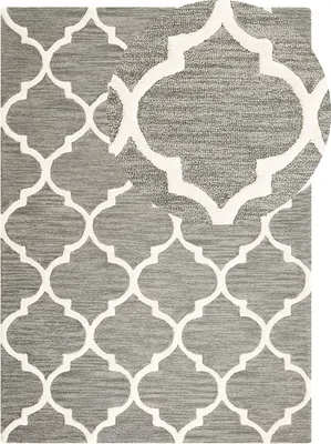 Produktbild von BELIANI Teppich Grau Weiß Baumwolle Wolle 160 x 230 cm Kurzflor Marokkanisches Muster Handgetuftet Rechteckig