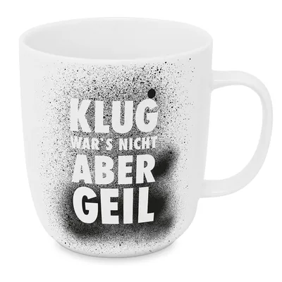 Immagine prodotto di Tazza in porcellana con scritta Klug Wars Nicht Aber Geil Bianco Nero