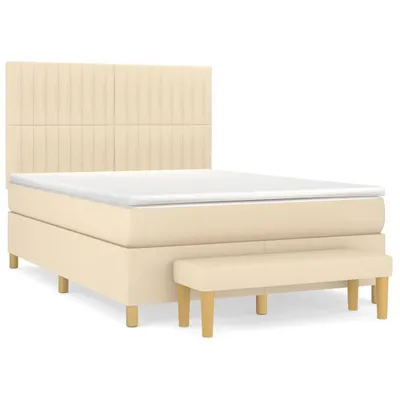 Produktbild von vidaXL Boxspringbett mit Matratze Creme 140x190 cm Stoff