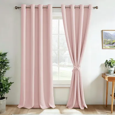 Produktbild von Omgoods – Set aus 2 Verdunklungsvorhängen für Kinder – Thermovorhang, Hellrosa, 260 x 140 cm