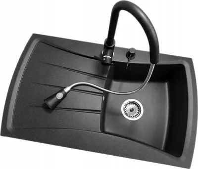 Immagine prodotto di Granitan | Lavello in granito NEW LINE - 81,3 x 48,2 cm - Nero - Alta qualità - Incluso rubinetto