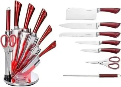 Produktbild von Royalty Line 8 delige RVS Rood - Game de messengers (8 delige RVS- Rood - Met Roterende Messenblok
