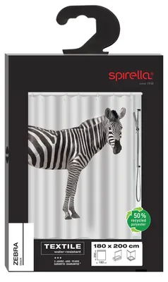 Produktbild von Spirella Zebra, Abbildung, Polyester, Schwarz, Weiß, Maschinenwäsche, 40 °C, 1800 mm