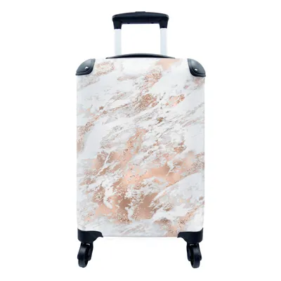 Produktbild von MuchoWow® Koffer Handgepäck Trolley Rollkoffer Kleine Reisekoffer mit 4 Rollen - Marmor - Gold - Weiß - Cabin Size < 55x40x23 cm & 55x40x20 cm - Fotokoffer - Kabinenkoffer - Boardgepäck - Reise-Box - Reisekoffer - Reisegepäck - Koffer mit Bild - Trolley für Kinder