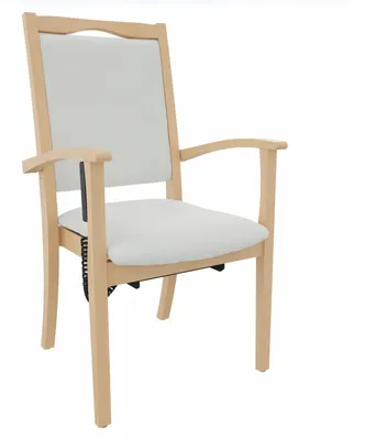 Produktbild von Seniorenstuhl Alexander Hochlehner mit Aufstehhilfe – Hochlehner Pflegestuhl mit Aufstehhilfe und Armlehnen – Massivholzstuhl stabil und Pflegeleicht.Stoffbezug:Clean-Kunstleder Walter Grau,Bodengleiter:Kunststoff Weiss