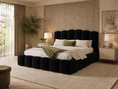 Produktbild von Emlar Polsterbett Velaro MAX 120x200 cm - Bett mit Bettkasten & Lattenrost - Velvet-Stoff - Doppelbett mit Stauraum Schwarz (Magic Velvet 2219)