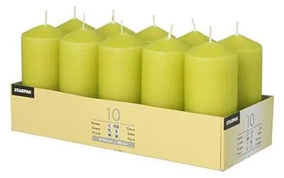 Produktbild von Papstar 10 Stumpenkerzen Ø 40 mm · 90 mm kiwi, 4 x 10 Stück