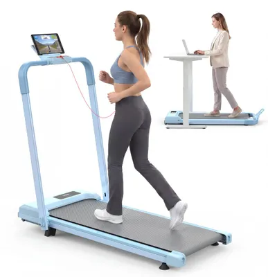Produktbild von AIORBER Walking Pad mit Steigung Klappbar Laufband unter dem Schreibtisch 3-in-1 Gehband App-Steuerung 120kg Blau