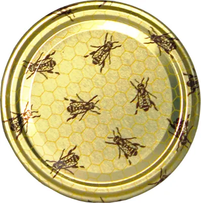 Produktbild von 82er Twist Off Deckel Biene auf Wabe im praktischen 60er Pack