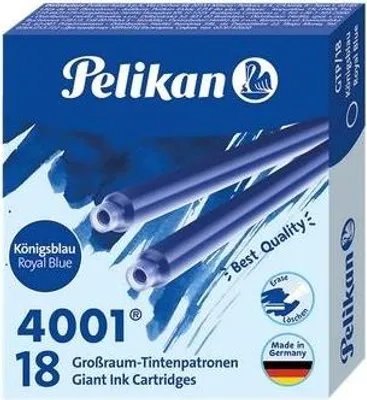 Produktbild von Pelikan Großraum-Tintenpatronen 4001 GTP/18, königsblau, Blau, Füllfederhalter, 18 Stück(e), Box, Deutschland