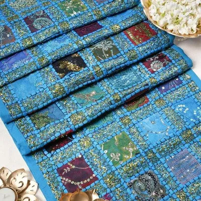 Produktbild von Handbestickter Tischläufer 41x183 cm Dekorativ Rajasthani Buntes Luxus Tischset Tisch Dekoration