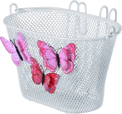 Produktbild von Basil Vorderrad-Kinderkorb Jasmin Schmetterling, 20x28x19cm, engmaschig, weiß
