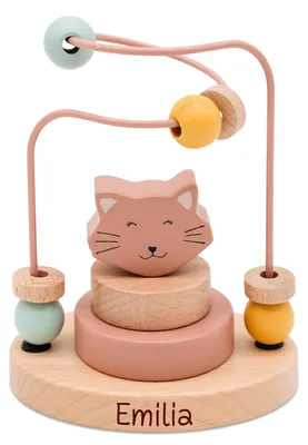 Produktbild von Motorikschleife ab 1 Jahr groß Holz Labyrinth Ein Geschenk das begeistert und fördert Name Katze