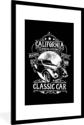 Produktbild von MuchoWow® MuchoWow® Gerahmtes Poster Mancave - Auto - Retro - Illustration 60x90 cm - Poster mit zchwarzem Bilderrahmen - Dekoration - Wandposter Wohnzimmer - Hochwertig