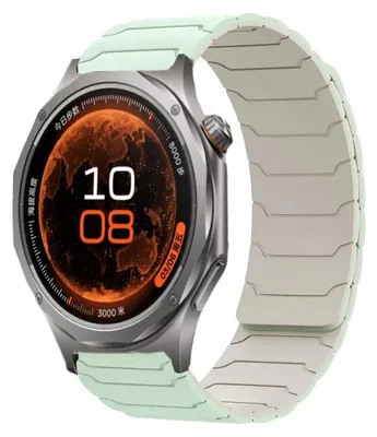 Image de Bracelet pour montre connectée - Compatible avec OPPO Watch S - 20/22 mm - En silicone - Fermeture magnétique - 20 cm - Respirant - Couleur : Vert menthe clair (Starlight)