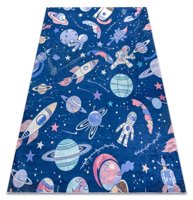 Obrázek produktu pro BAMBINO 61580 mycí kobereček Vesmírná raketa pro děti protiskluz - tmavě modrá / oranžová modrý 80x150 cm