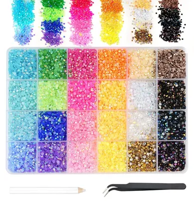 Nail Art Set 8400 Strasssteine 24 Farben 5 mm inkl. Pinzette
