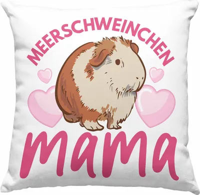 Produktbild von Trendation - Meerschweinchen Mama Deko-Kissen mit Füllung 40x40 Geschenk Spruch Mädchen Muttertag (Grün)