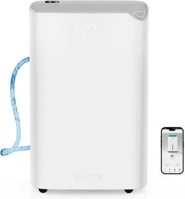 Image de Déshumidificateur d'air, capacité de 25 litres par 24 heures, adapté aux pièces d'environ 240 m³ (80 m²), idéal pour les applications diverses. Déshumidificateur avec écran numérique, minuterie, fonction de déshumidification