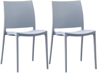 Produktbild von CLP 2er Set Gartenstühl Meton mit Lehne stapelbar wetterfest UV-beständig bis 150 kg hellgrau