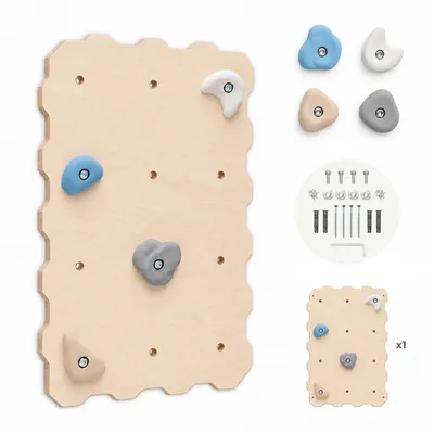 Produktbild von MAMOI® Kletterwand aus Holz für den Innenbereich mit 4 Klettergriffen | Klettermodul mit Holzschichtplatte | Kletterset für Zuhause | Kletterwand