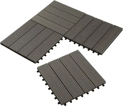 Produktbild von WPC Fliesen, Terrassenfliesen Klicksystem, Balkonfliesen 30x30 cm, für außen : Grau 11 Farbe: Grau Stückzahl: 11