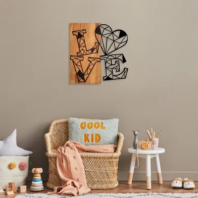 Produktbild von Wallity, Love- SKL2404, Nussbaumfarbe,Schwarz, Sonstige WohnNachbildungationen, 56 x 58 cm, 50% Holz (Dicke: 3 cm) / 50% Metall