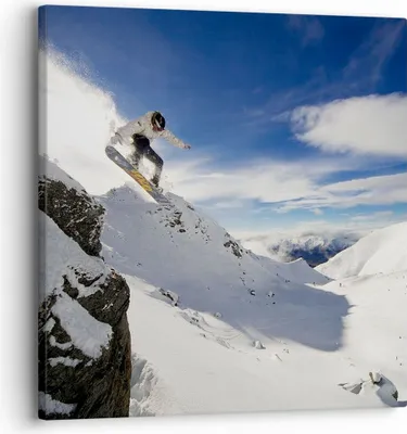 Produktbild von Bild auf Leinwand - Leinwandbild - Snowboard Schnee Sport - 30x30cm - Wand Bild - Wanddeko - Leinwanddruck - Bilder - Kunstdruck - Wanddekoration - Leinwand bilder - Wandkunst - AC30x30-0151
