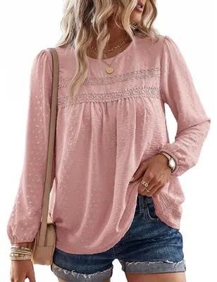 Productafbeelding van Dames Boho Blouse met Lange Mouwen en Ronde Hals
