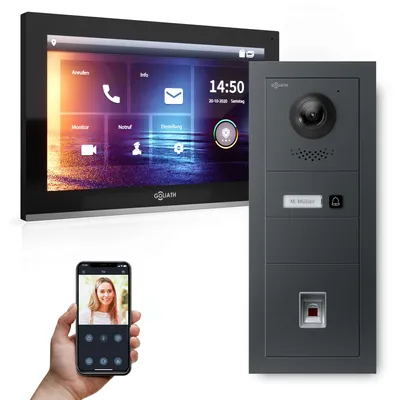 Produktbild von GOLIATH PRO IP Türsprechanlage | Anthrazit | 1-Fam | 10" HD | Fingerprint | Unterputz | 180°