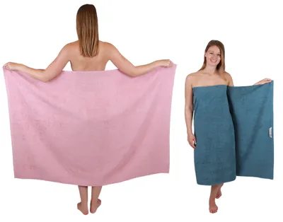 Produktbild von Betz 2 Stück XXL Duschtücher 100 x 150 cm BERLIN Badetücher 100% Baumwolle Farbe – lotus-taubenblau