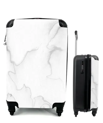 Produktbild von MuchoWow® Koffer Handgepäck Trolley Rollkoffer Kleine Reisekoffer mit 4 Rollen - Marmor - Grau - Weiß - Abstrakt - Marmoroptik - Cabin Size < 55x40x23 cm & 55x40x20 cm - Fotokoffer - Kabinenkoffer - Boardgepäck - Reise-Box - Reisekoffer - Reisegepäck - Koffer mit Bild - Trolley für Kinder