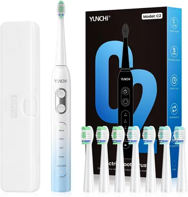 Produktbild von Elektrische Zahnbürste mit 40000 VPM, Schallzahnbürste für Erwachsene, USB-C Ladung, 55 Tage Akkulaufzeit, 5 Putzmodi, 2-Min-Timer, 8 Bürstenköpfen