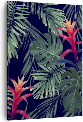 Produktbild von Bild auf Leinwand - Leinwandbild - Einteilig - Exotisch Blumen Blätter - 50x70cm - Wand Bild - Wanddeko - Wandbilder - Leinwanddruck - Wanddekoration - Leinwand bilder - Wandbild - PA50x70-4308