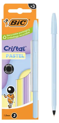 Zdjęcie produktu dla Długopis BIC Cristal Pastel 1 mm czarny 3 sztuki