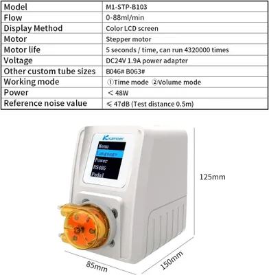 Imagen del producto de Bomba peristáltica, bomba dosificadora de líquidos inteligente de 24V con pantalla LCD y bajo caudal