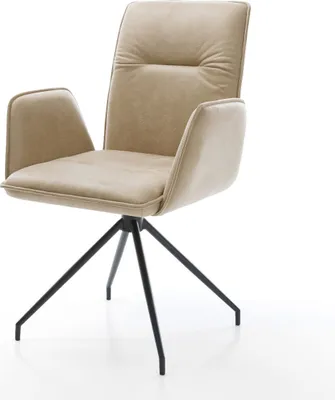 Produktbild von DELIFE Esszimmerstuhl Vinja-Flex Mikrofaser Beige Vintage Kreuzgestell konisch Schwarz