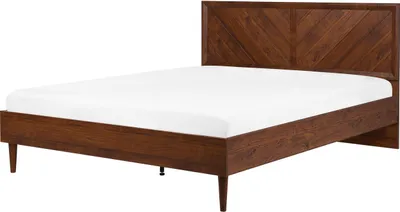 Zdjęcie produktu dla BELIANI Łóżko ze stelażem ciemnobrązowy 180 x 200 cm wysokie wezgłowie rustykalny design ramy