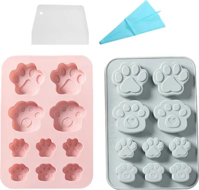 Obrázek produktu pro 2 psí tlapky různých velikostí, silikonové formy, mini zvířecí tlapky, nepřilnavé, bezpečné pro potraviny, silikonové formy na výrobu čokolády, želé, zmrzliny, mýdla