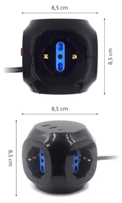 Productafbeelding van Ewent EW3860 stekkerdoos met 3 stopcontacten, voorzien van 2 USB-oplaadpoorten en 1 laadpoort