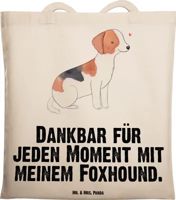 Produktbild von Mr. & Mrs. Panda Beutel Foxhound Moment - Transparent - Geschenk, Einkaufstasche, Tote Bag, Laufhund, Jagdhund, dokumententasche, Tasche, Laptoptasche