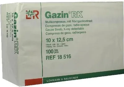 Produktbild von Gazin Mullkomp.10x12,5 cm unsteril 12fach RK 100 St