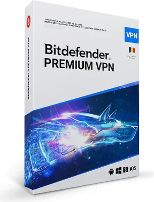 Produktbild von Bitdefender Premium VPN, 1 Jahr, 10 Geräte, Einzelhandelslizenz